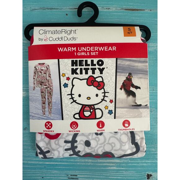 Climateright By Cuddl Duds Hello Kitty Girls Thermal Set, Size 6/7 - Picture 1 of 3